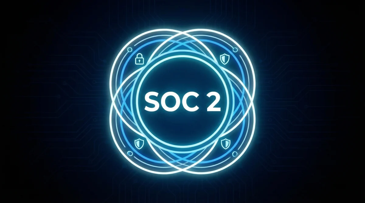 SOC 2: Biểu tượng tin cậy và an toàn thông tin, được bảo vệ bởi các vòng tròn vững chắc.